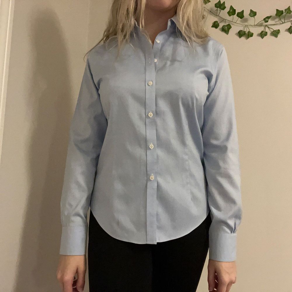 Brooks Brothers Tailored Fit Womens Navy Button Blouse Shirt Top Sz 4